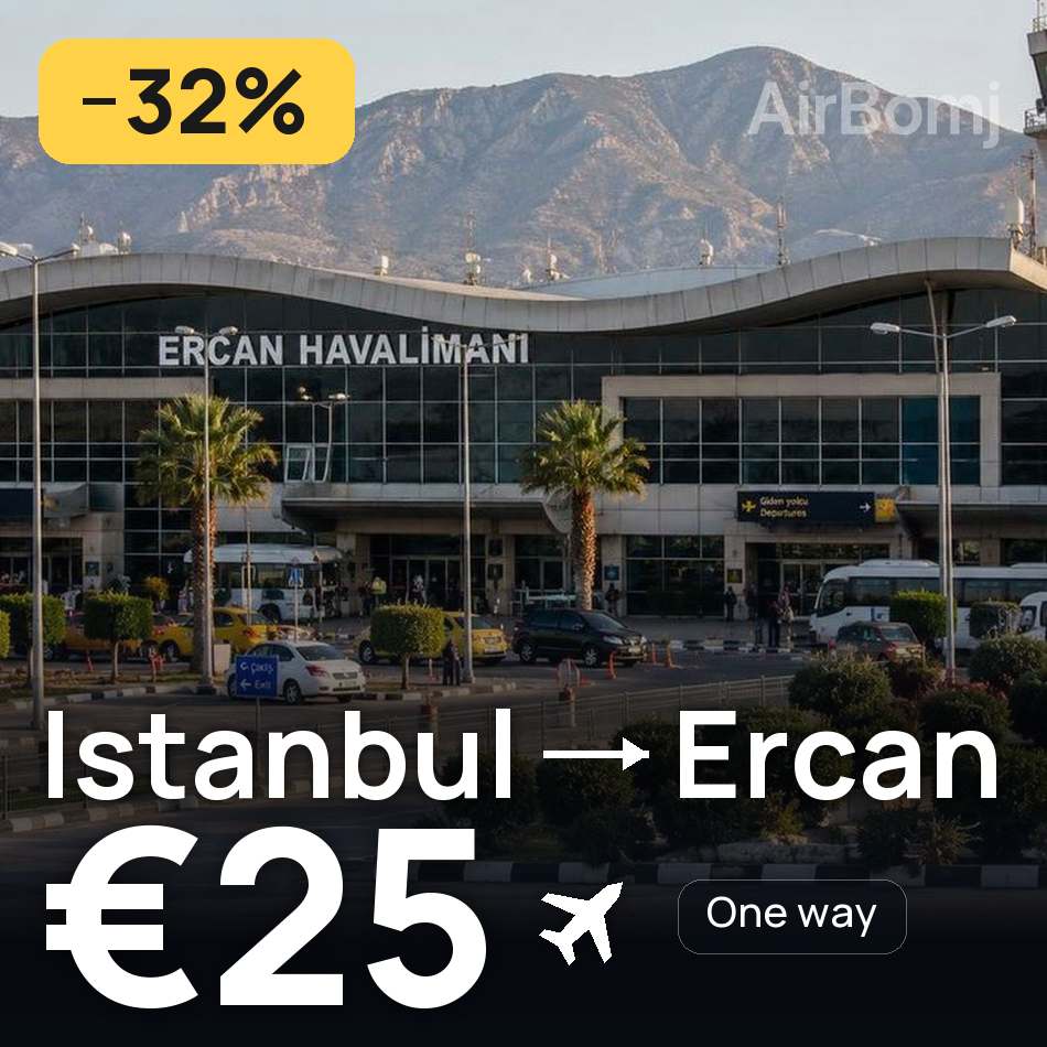 Flight ticket: Istanbul to Ercan, €25