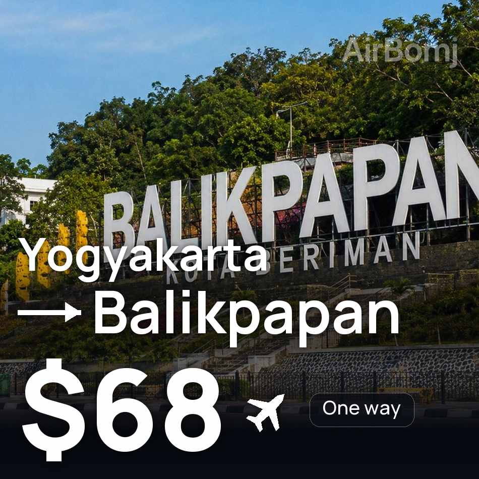 Uçak bileti: Yogyakarta City — Balikpapan, $68