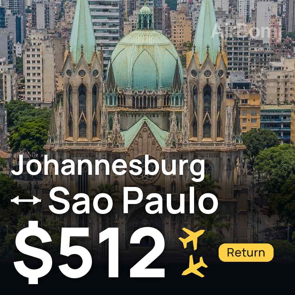 Billet d'avion : Johannesbourg — São Paulo, $512