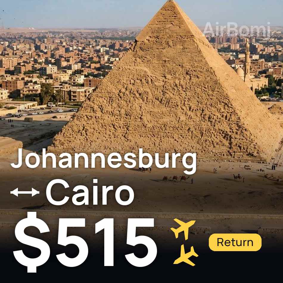 Biglietto aereo: Johannesburg — Il Cairo, $515