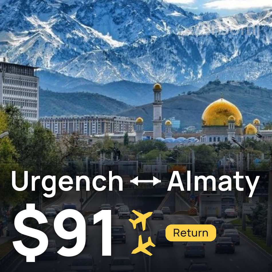 Bilet de avion: Urgench — Almaty, $91