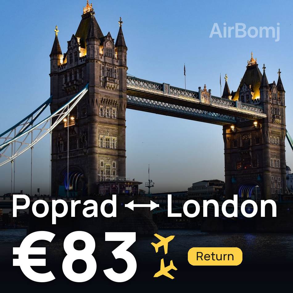 تذكرة طيران: بوبراد/ تاتري — لندن، €83