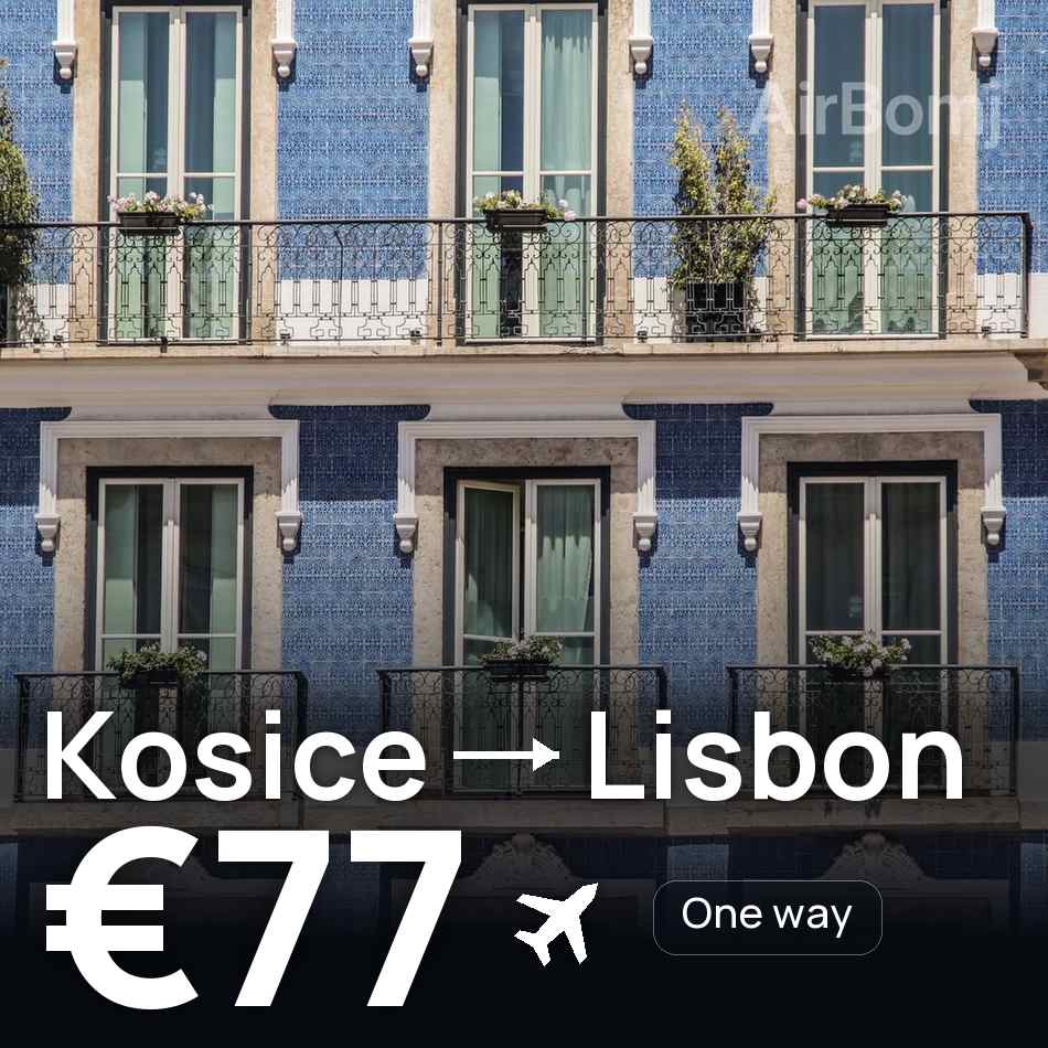 تذكرة طيران: كوشيتسه — لشبونه، €77
