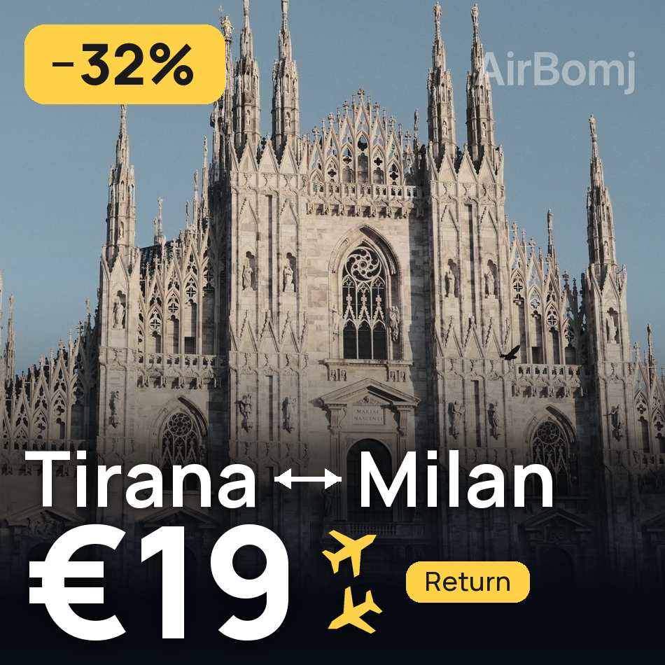 Flugticket: Tirana — Mailand, €19