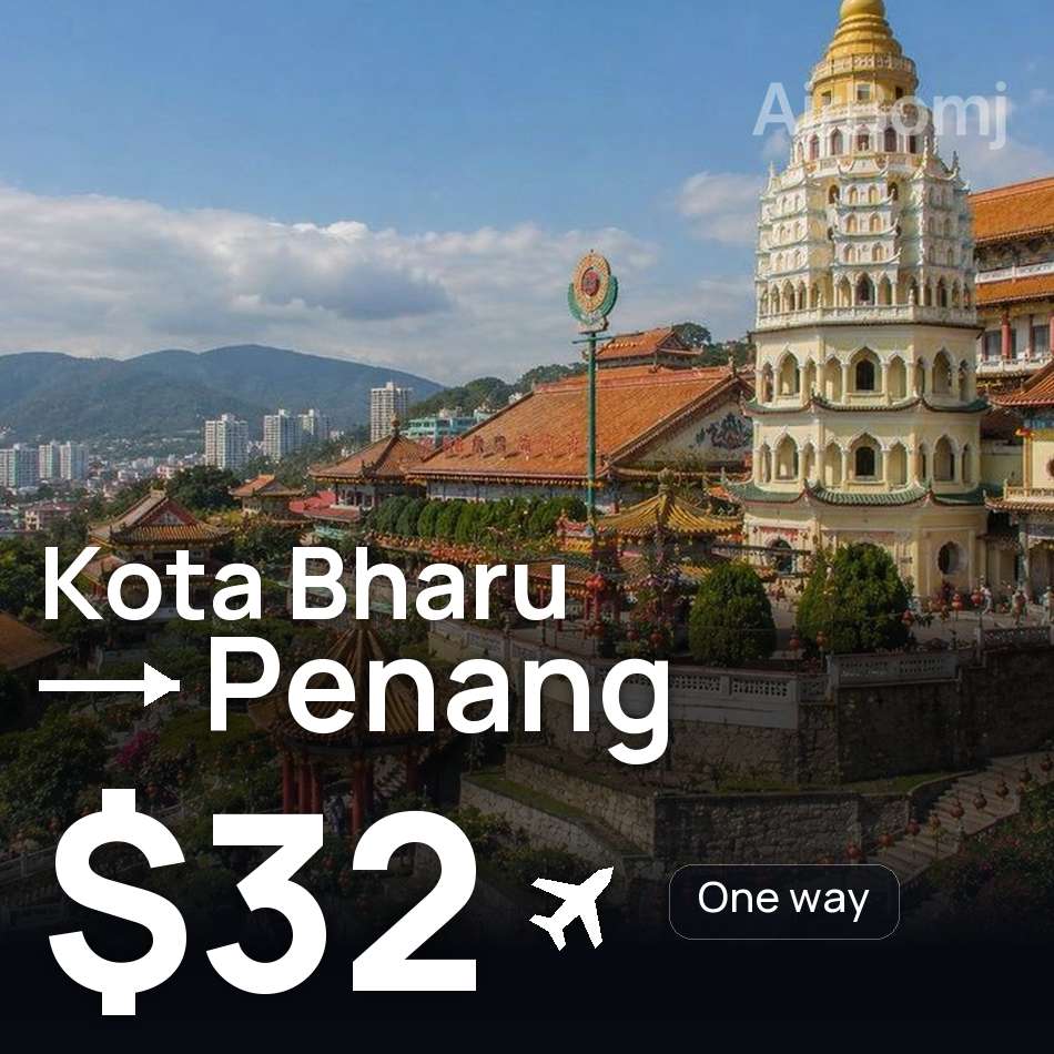 Bilet de avion: Kota Bharu — Penang, $32