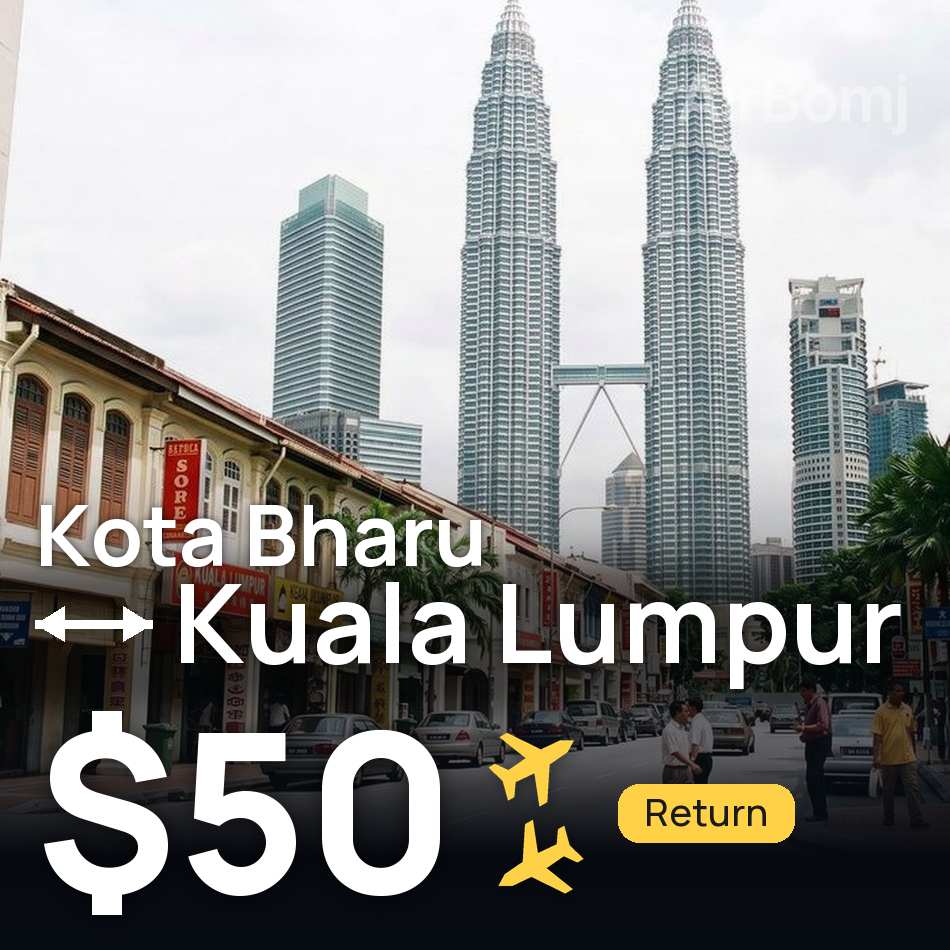 Bilet de avion: Kota Bharu — Kuala Lumpur, $50
