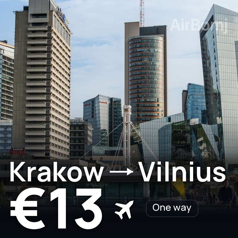 Flugticket: Cracow — Vilnius, €13