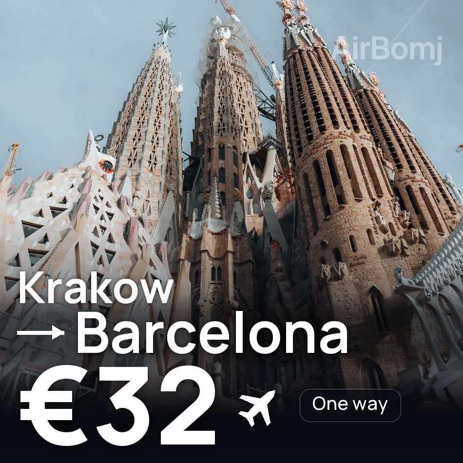 Tiket pesawat: Krakow — Barcelona, €32