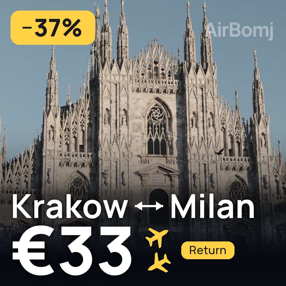Flugticket: Cracow — Mailand, €33