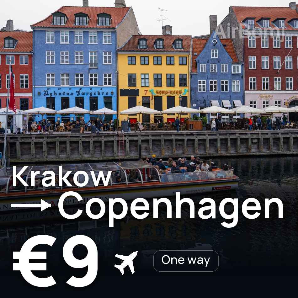 Tiket pesawat: Krakow — Copenhagen, €9