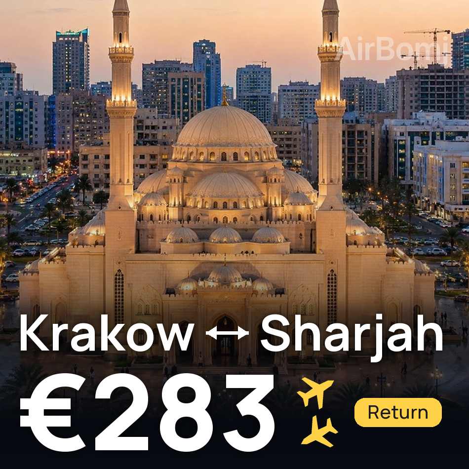 Tiket pesawat: Krakow — Sharjah, €283