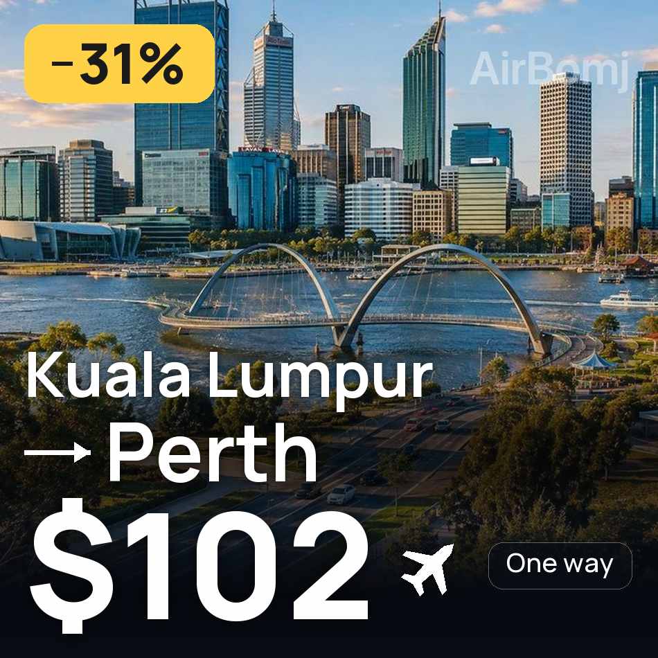 Billet d'avion : Kuala Lumpur — Perth, $102