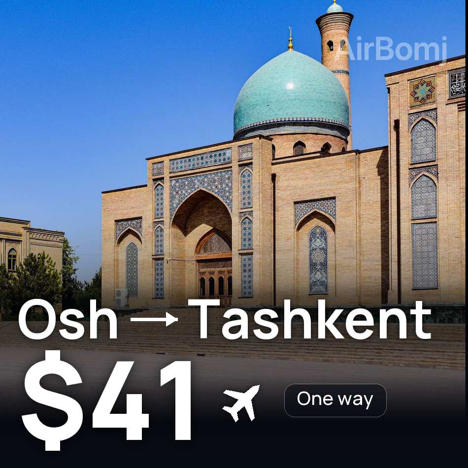 Uçak bileti: Oš — Taşkent, $41