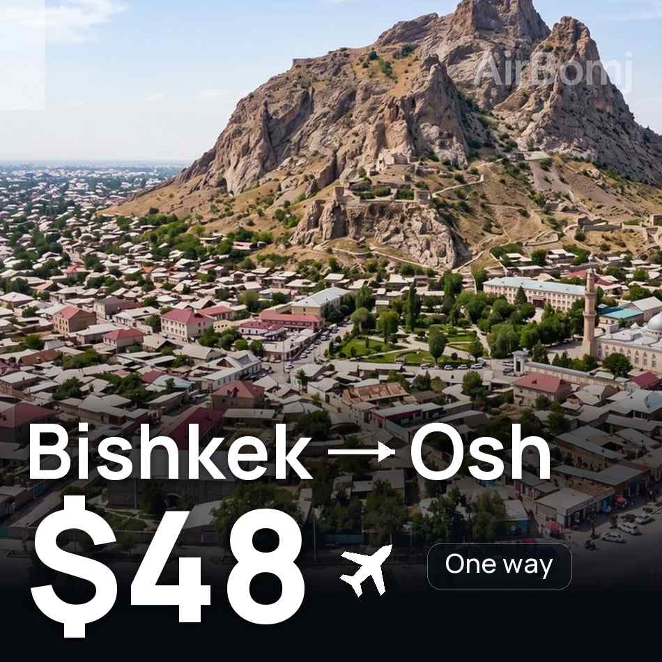 Flight ticket: Bishkek to Osh, $48