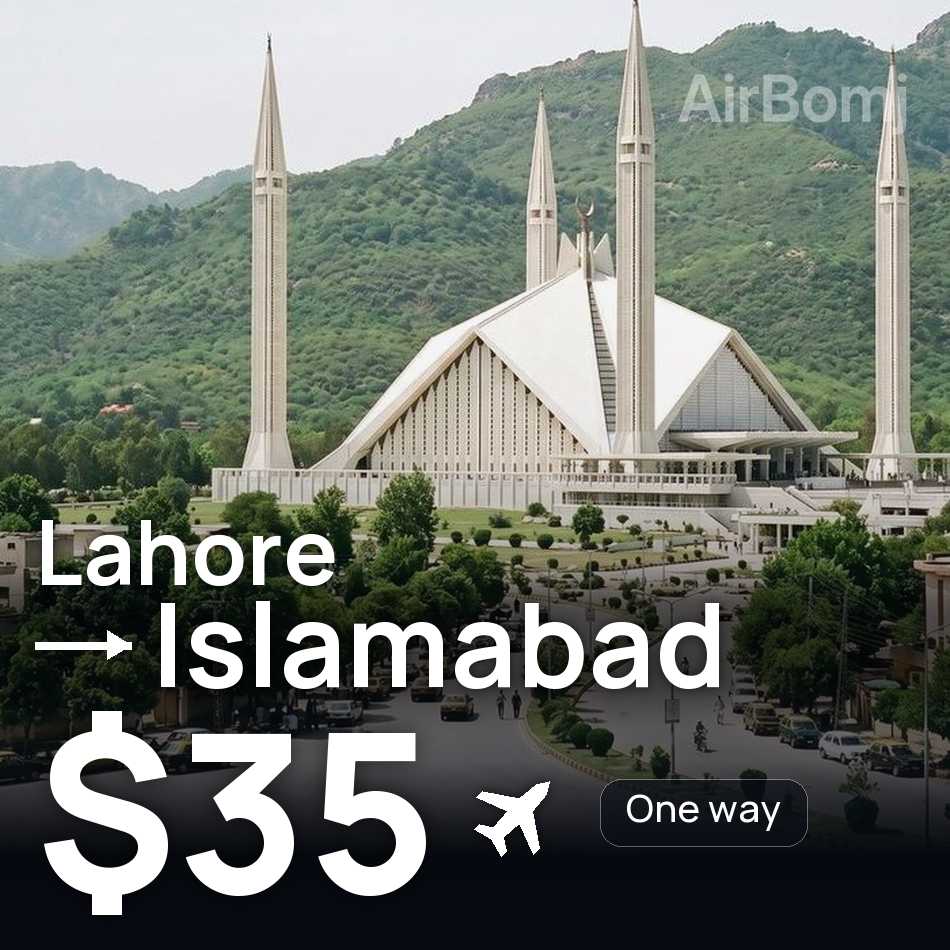 Flugticket: Lahore — Islamabad, $35