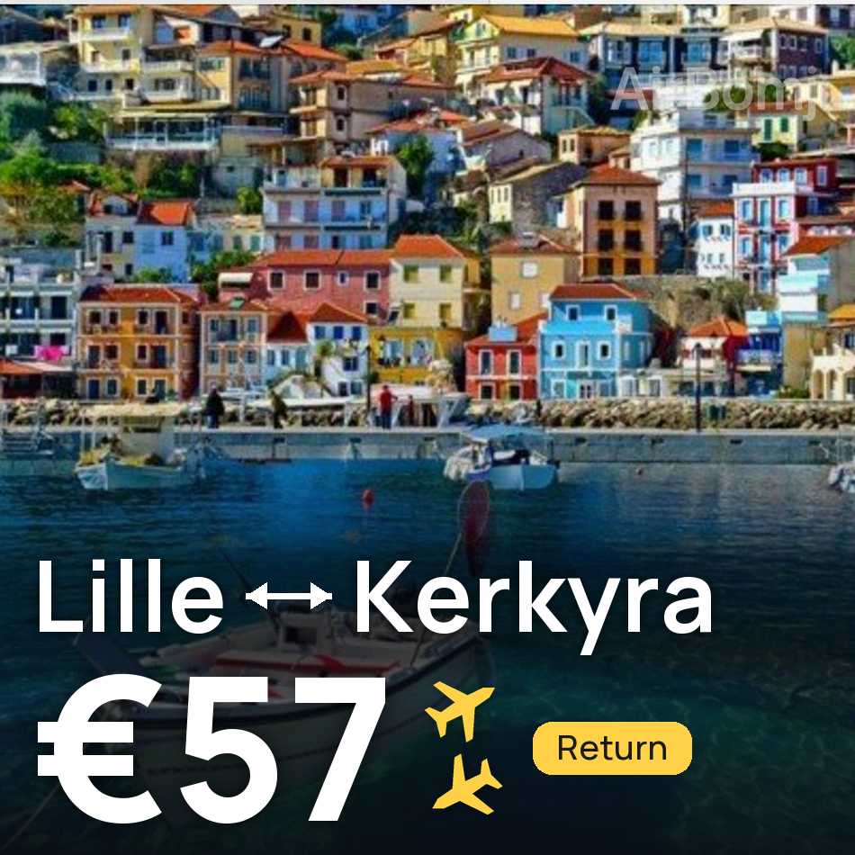 Flight ticket: Lille to Kerkyra, €57