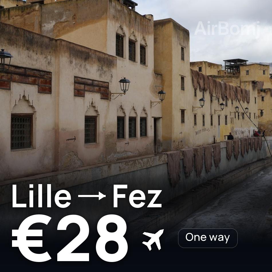 Flight ticket: Lille to Fez, €28