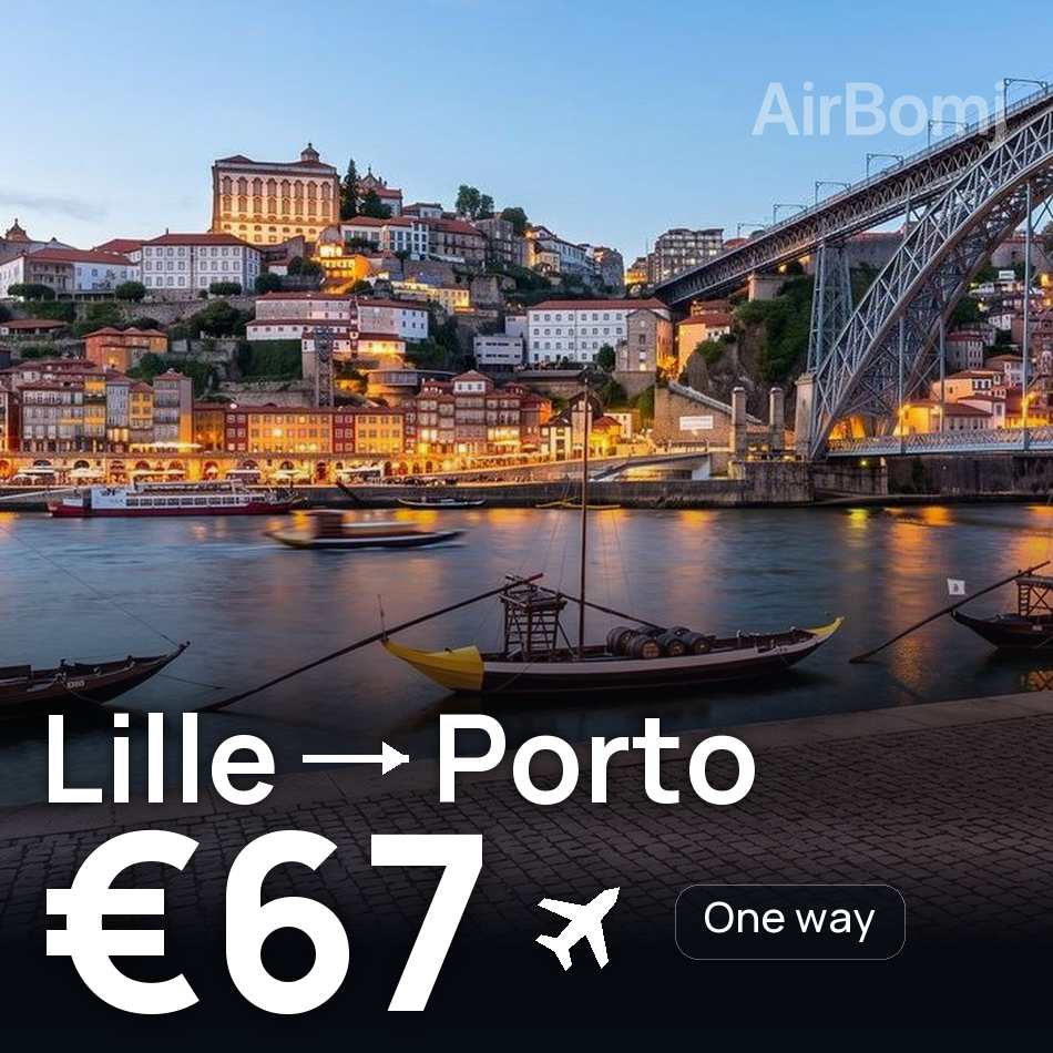 Flight ticket: Lille to Porto, €67