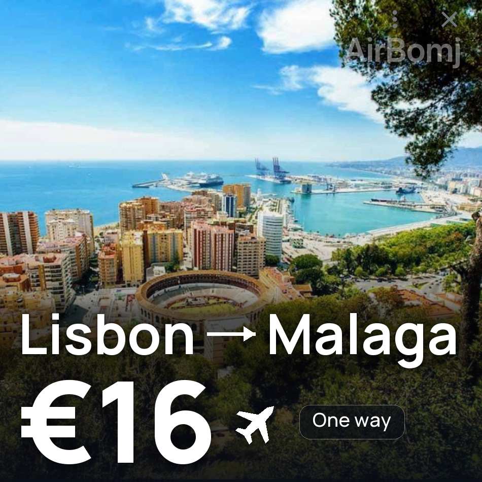 Uçak bileti: Lizbon — Málaga, €16