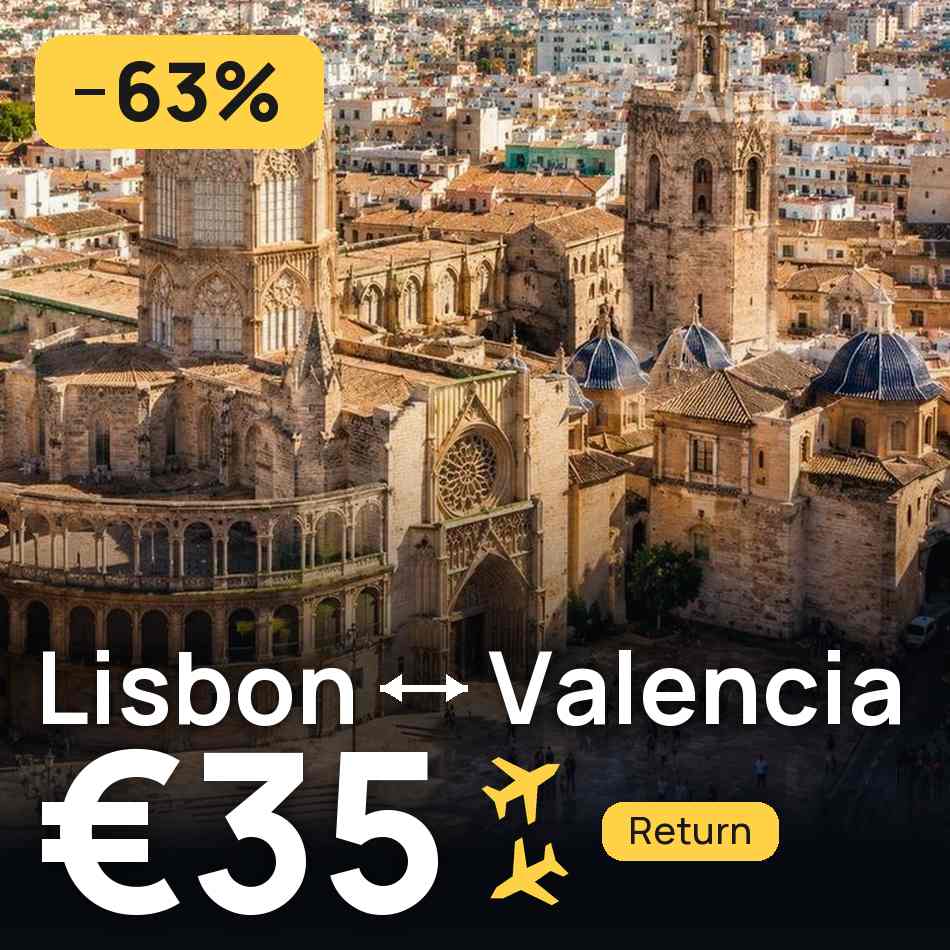 Uçak bileti: Lizbon — Valencia, €35