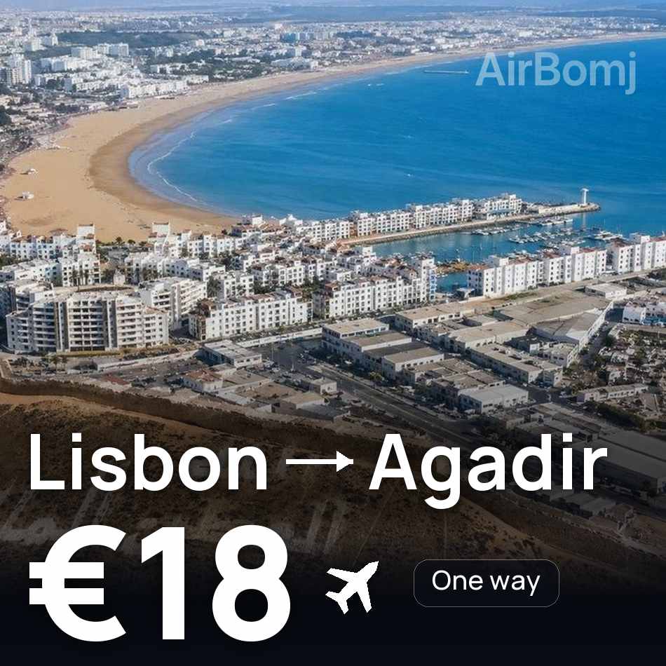 Uçak bileti: Lizbon — Agadir, €18