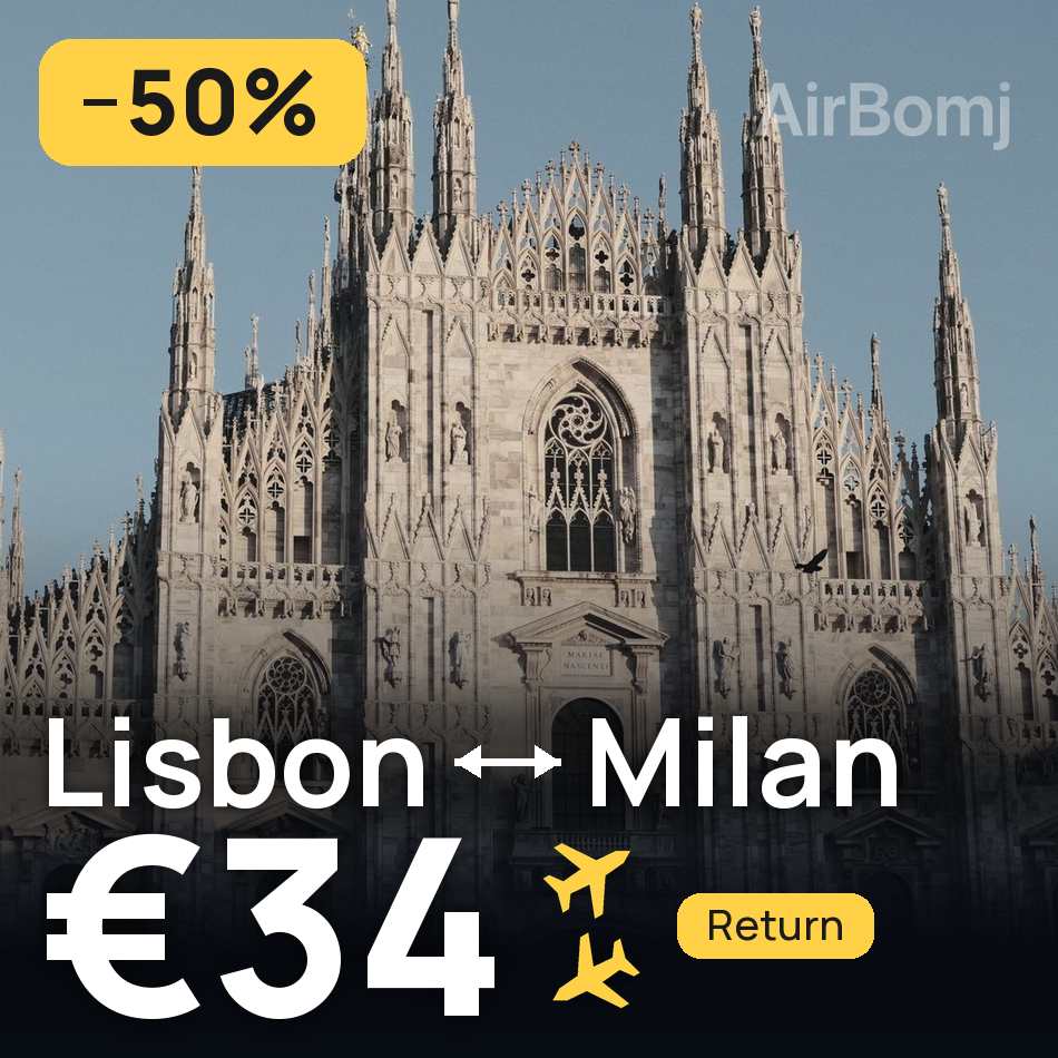 Uçak bileti: Lizbon — Milano, €34