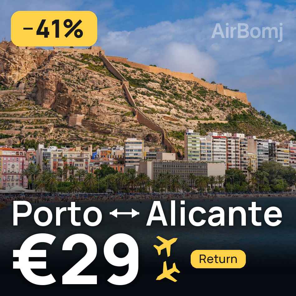 Uçak bileti: Porto — Alicante, €29