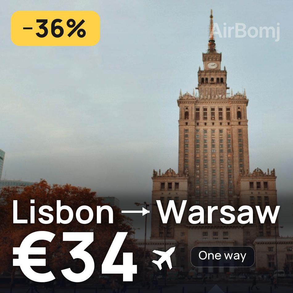 Uçak bileti: Lizbon — Varşova, €34