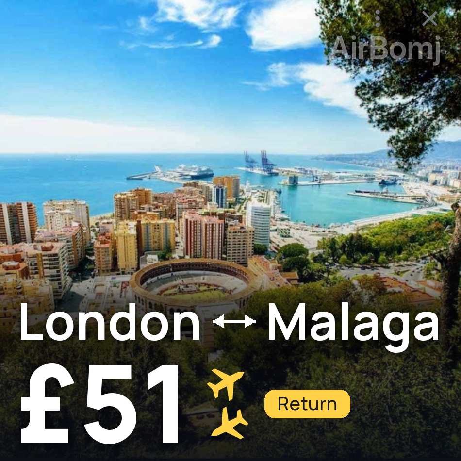 Biglietto aereo: Londra — Málaga, £51
