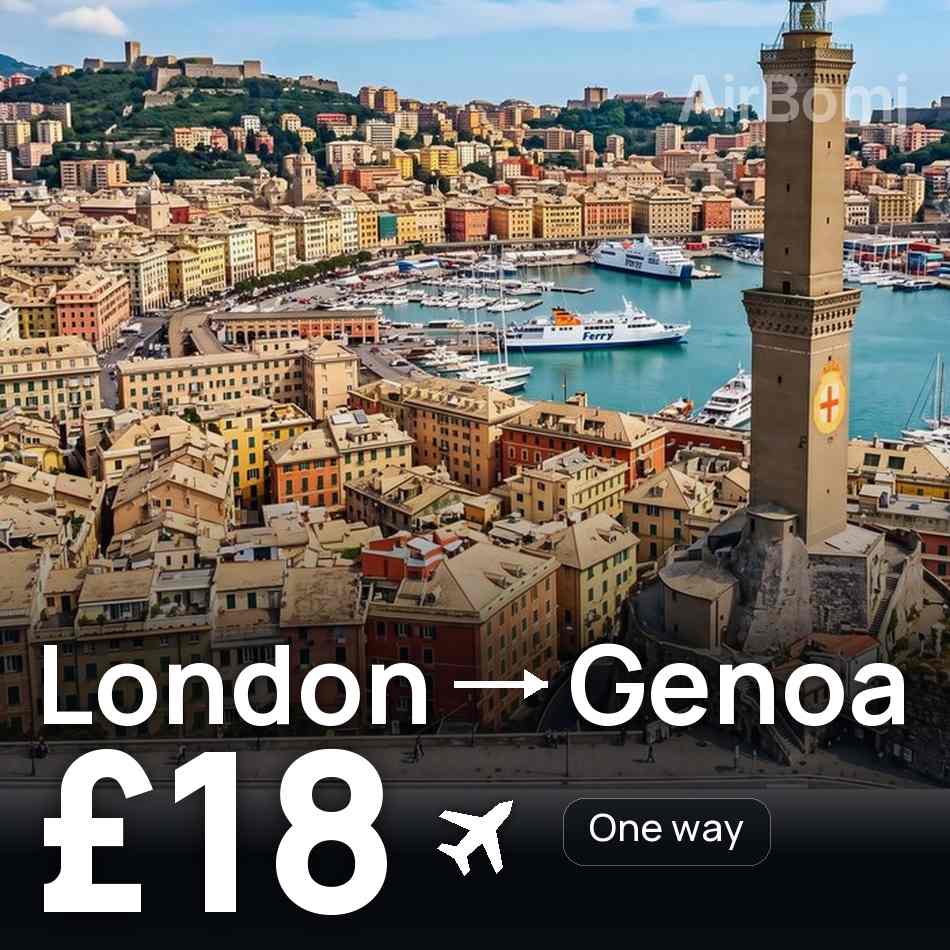 Biglietto aereo: Londra — Genova, £18