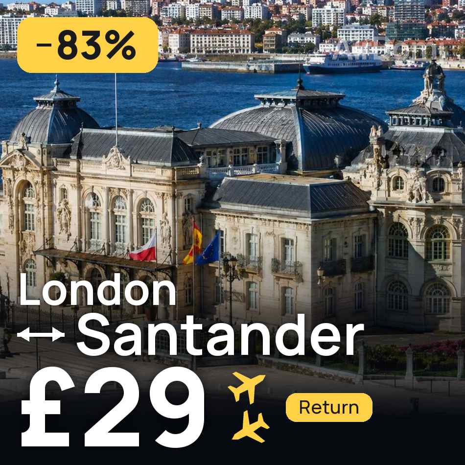 Biglietto aereo: Londra — Santander, £29
