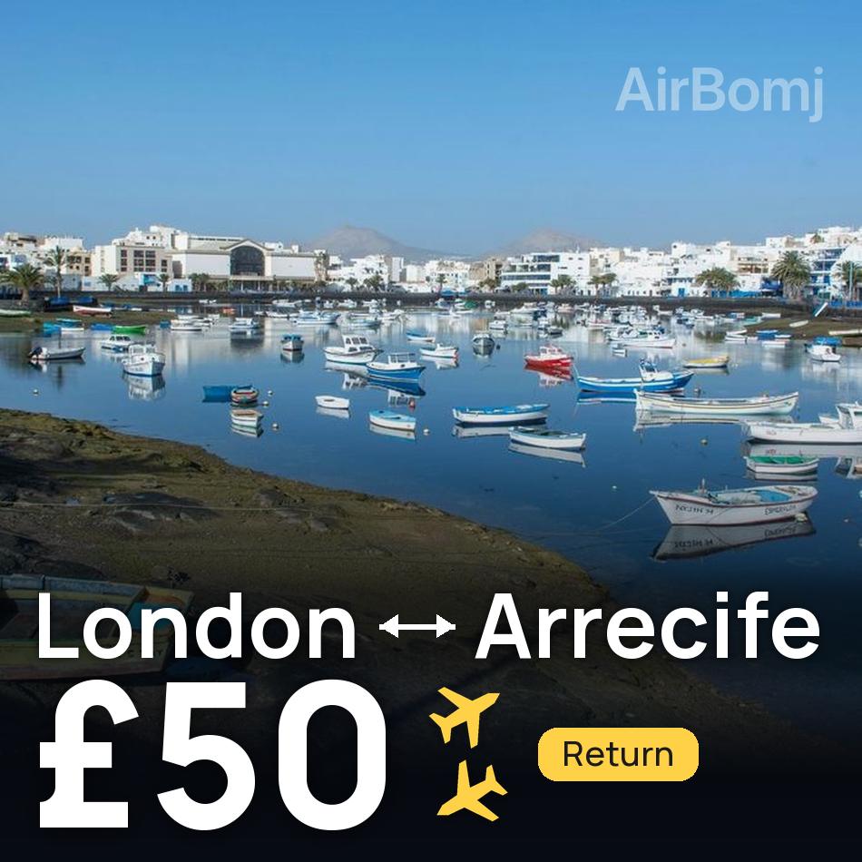 تذكرة طيران: لندن — لانزاروت، £50