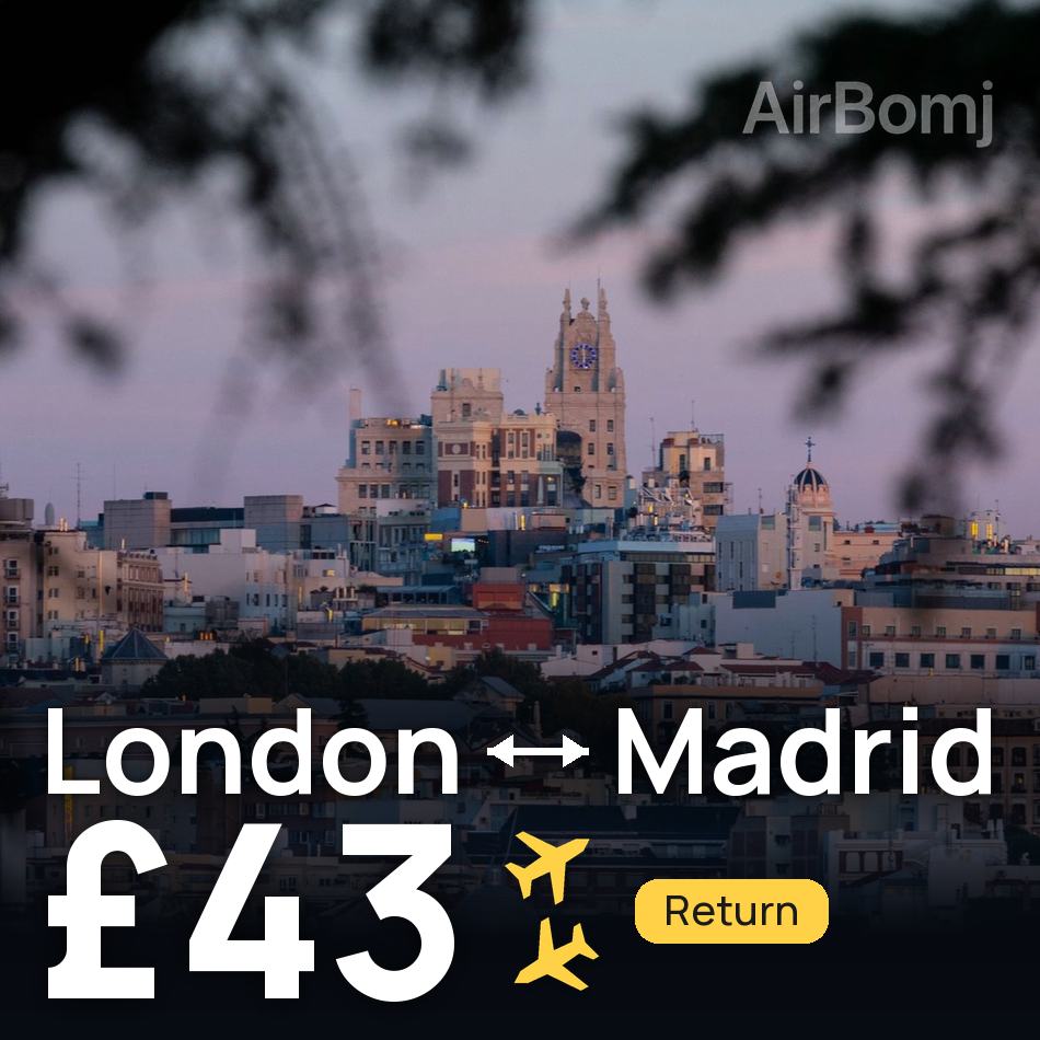 Biglietto aereo: Londra — Madrid, £43