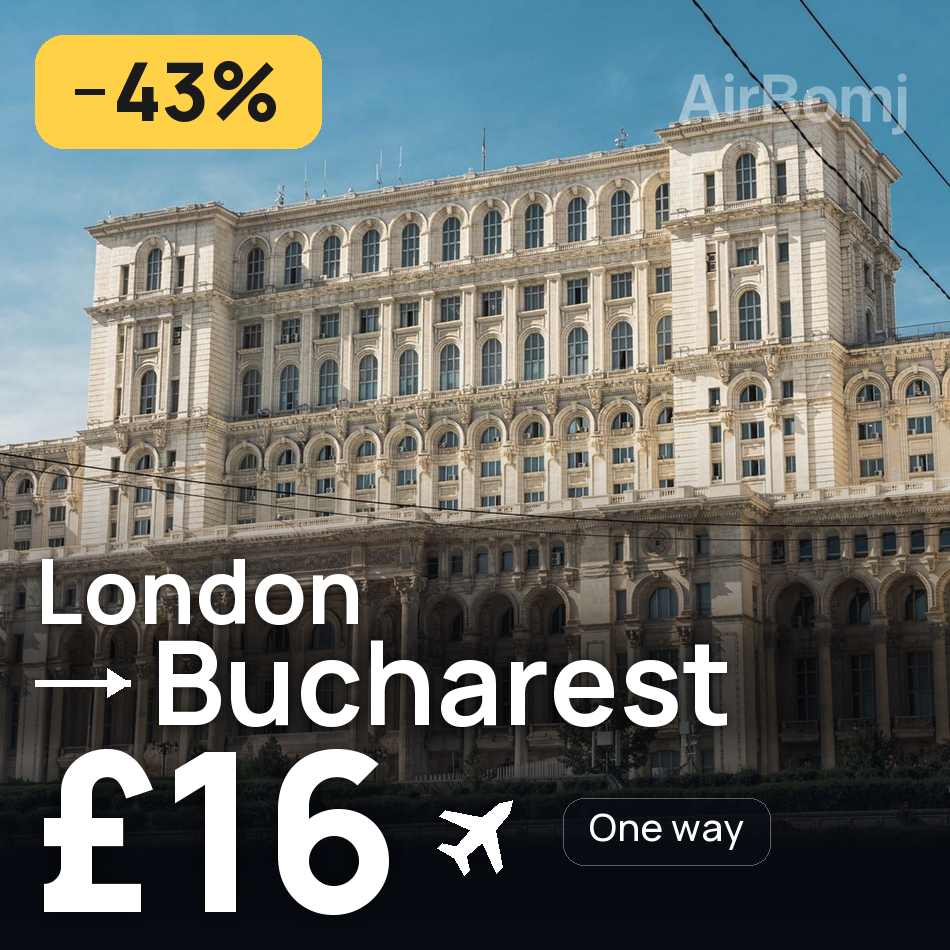 Biglietto aereo: Londra — Bucarest, £16