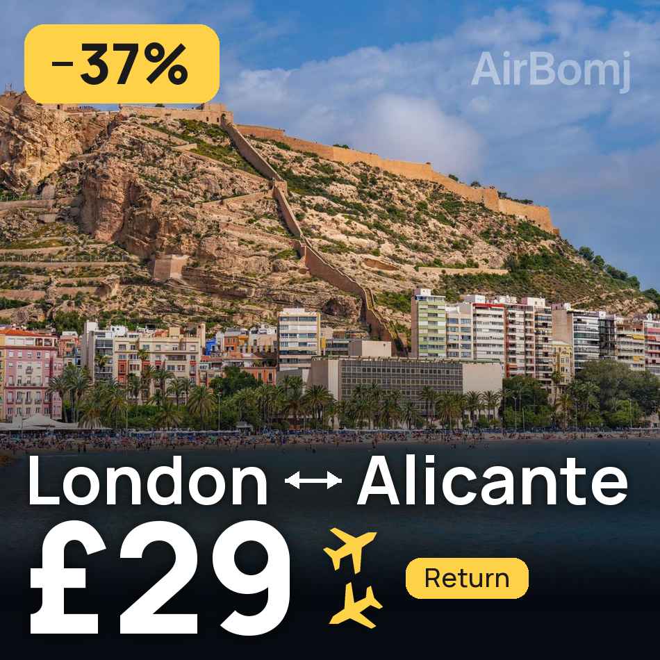 Biglietto aereo: Londra — Alicante, £29