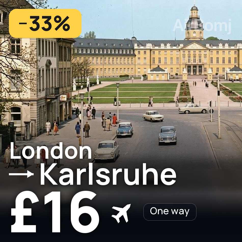 Biglietto aereo: Londra — Karlsruhe, £16