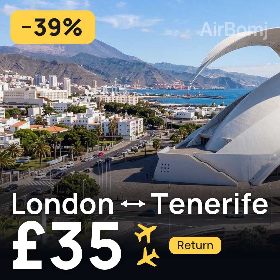 Biglietto aereo: Londra — Tenerife, £35