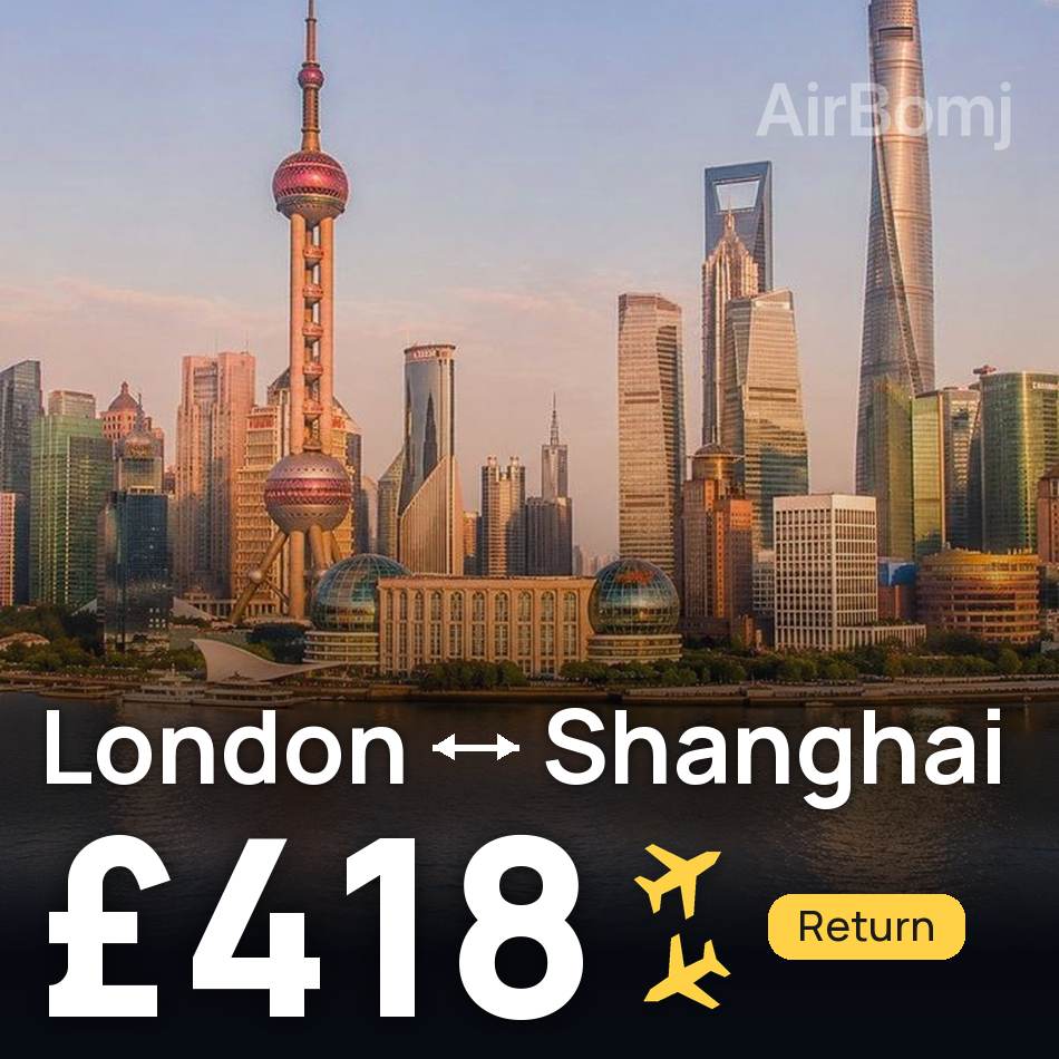 Biglietto aereo: Londra — Shanghai, £418