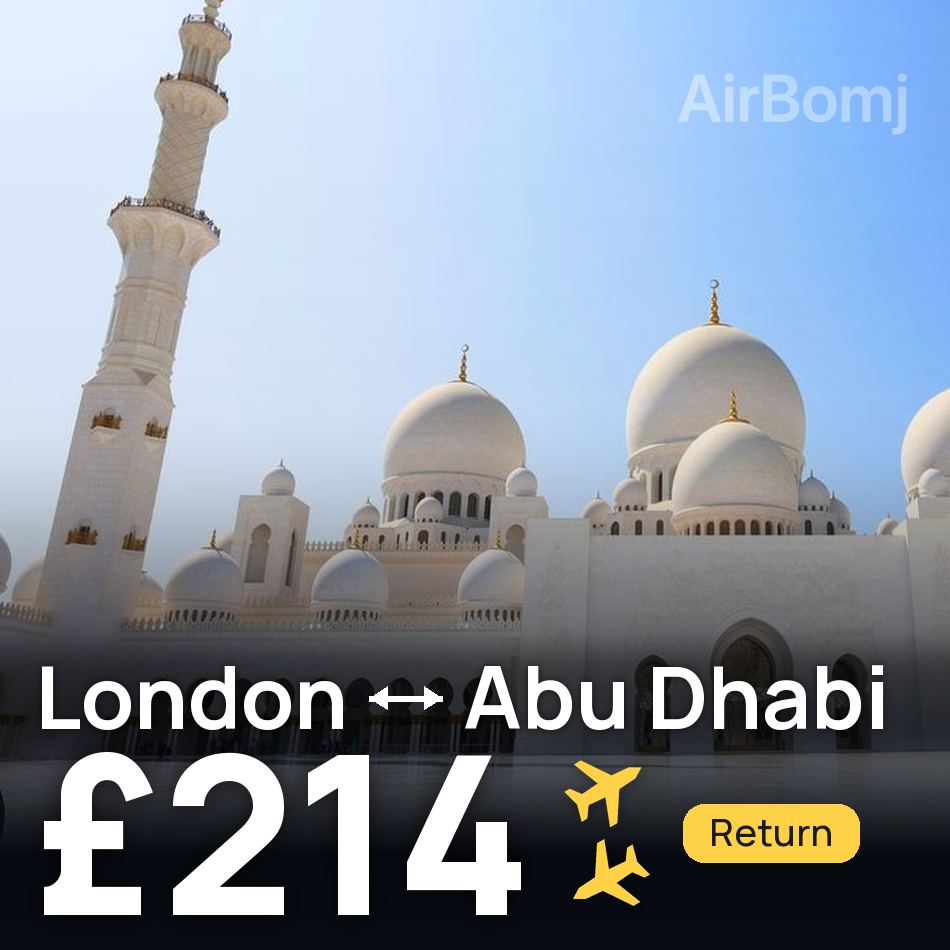 Biglietto aereo: Londra — Abu Dhabi, £214