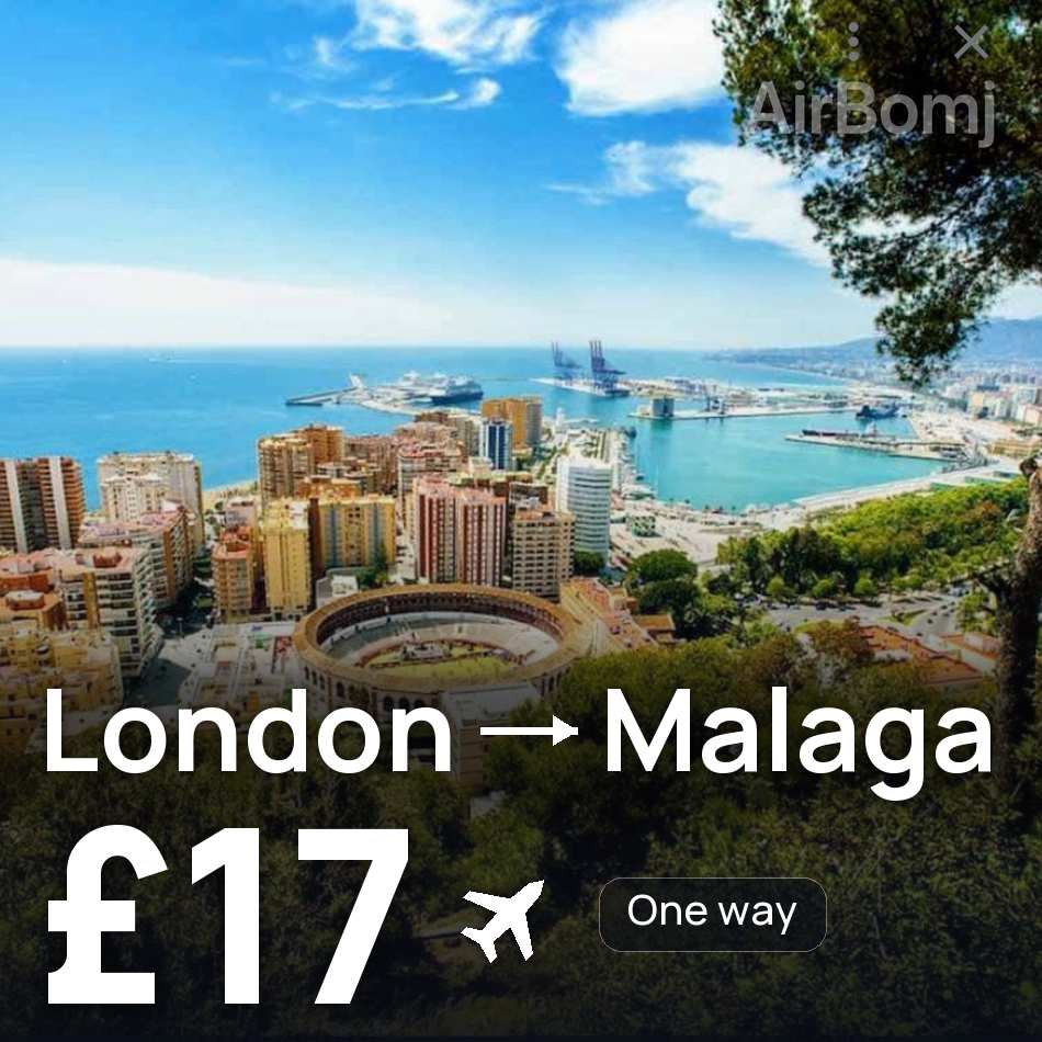 Biglietto aereo: Londra — Málaga, £17