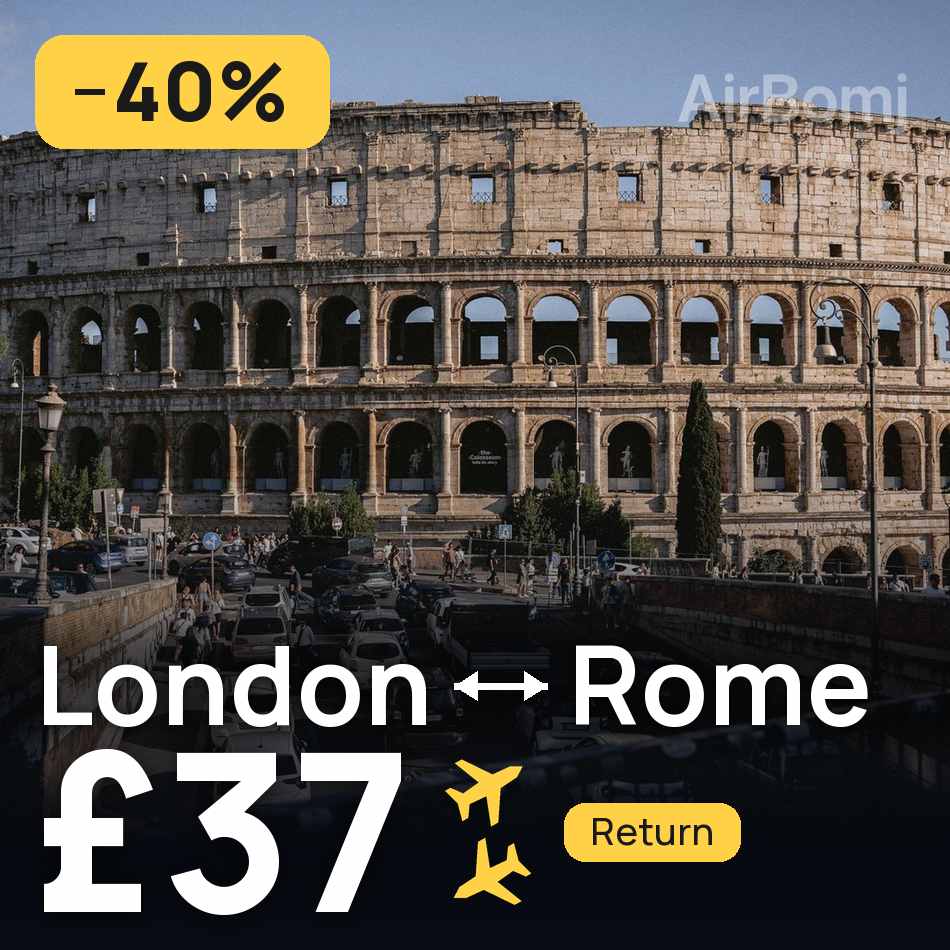 Biglietto aereo: Londra — Roma, £37