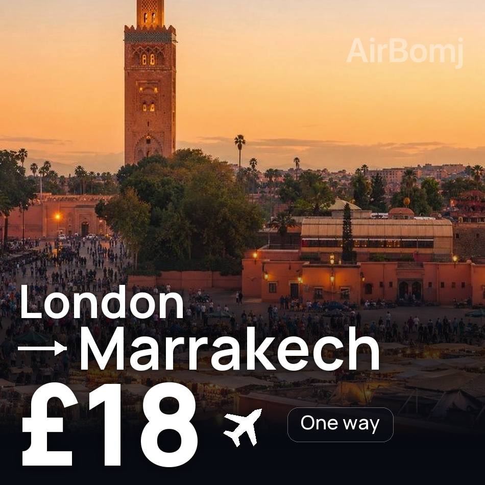 Biglietto aereo: Londra — Marrakesh, £18