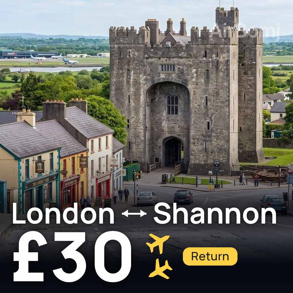Bilet de avion: London — Shannon, £30
