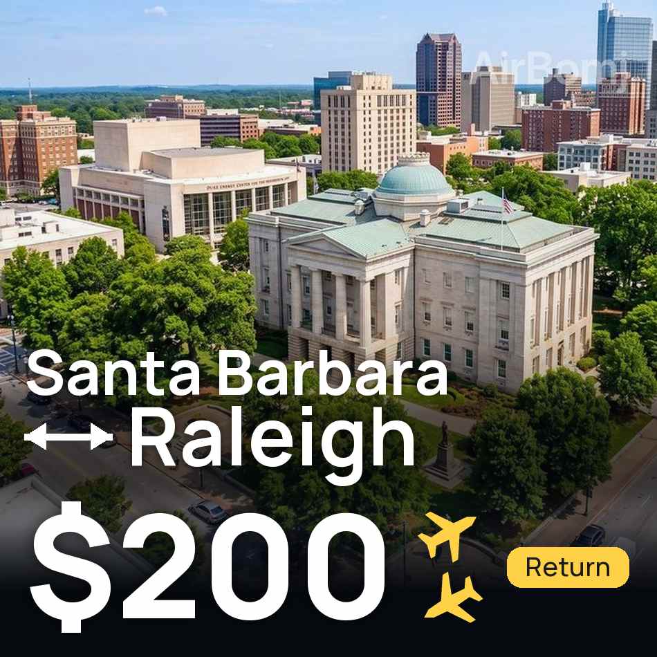 Billet d'avion : Santa Barbara — Raleigh, $200