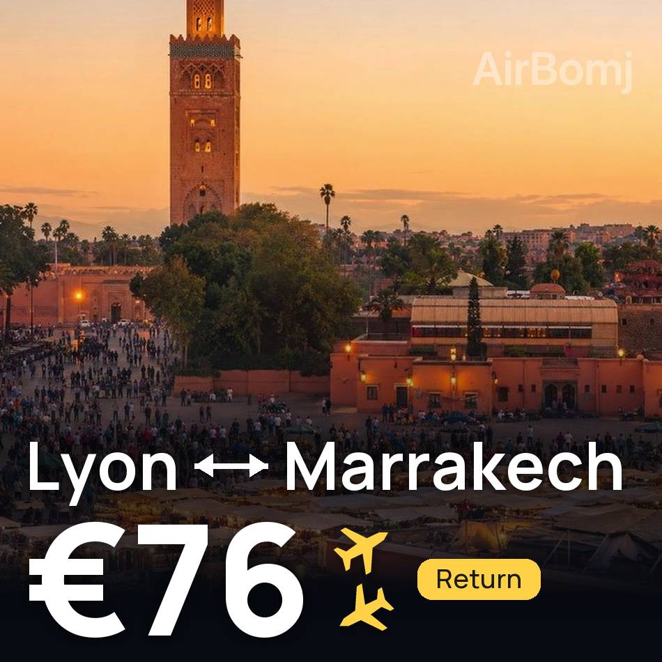 Uçak bileti: Lyon — Marakeş, €76