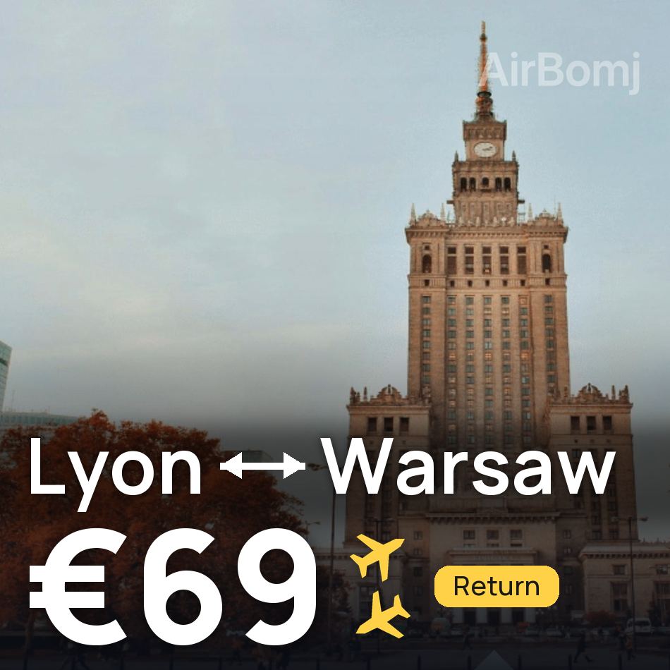 Uçak bileti: Lyon — Varşova, €69