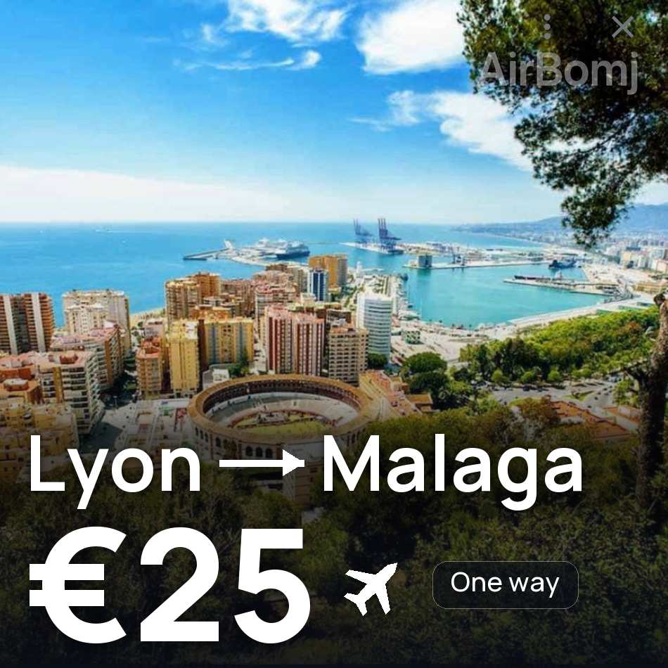 Uçak bileti: Lyon — Málaga, €25