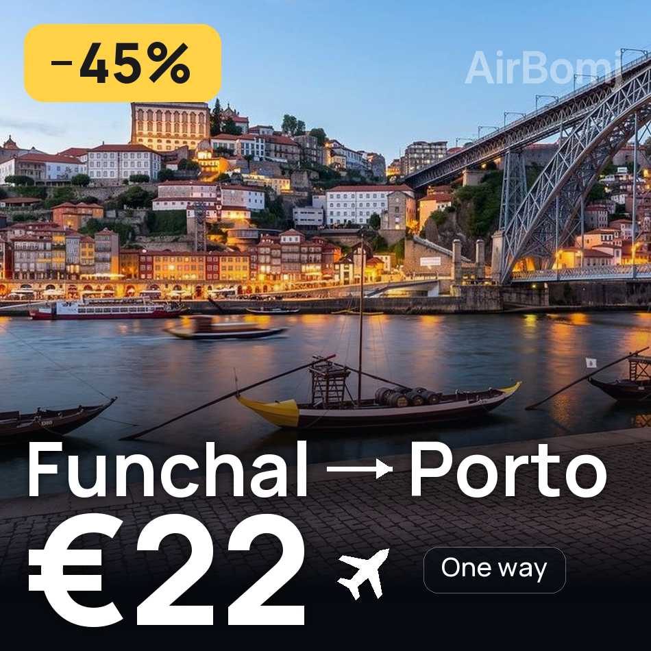 Flight ticket: Funchal to Porto, €22