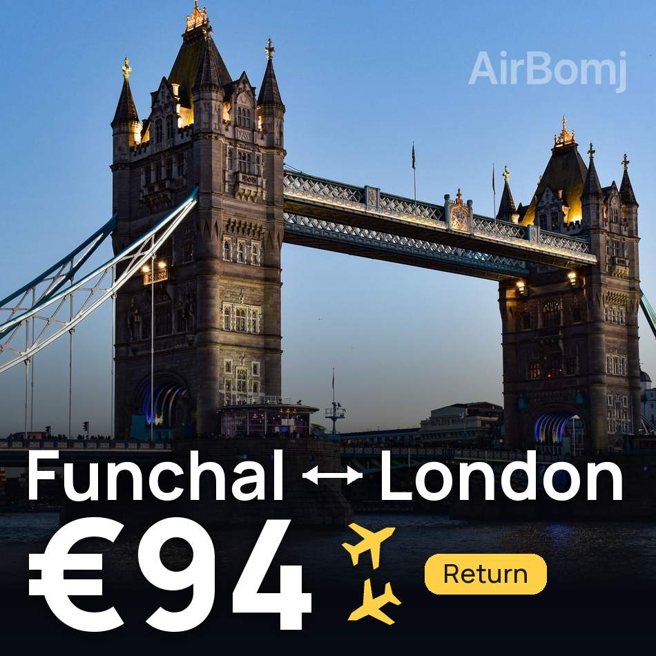 Flight ticket: Funchal to London, €94