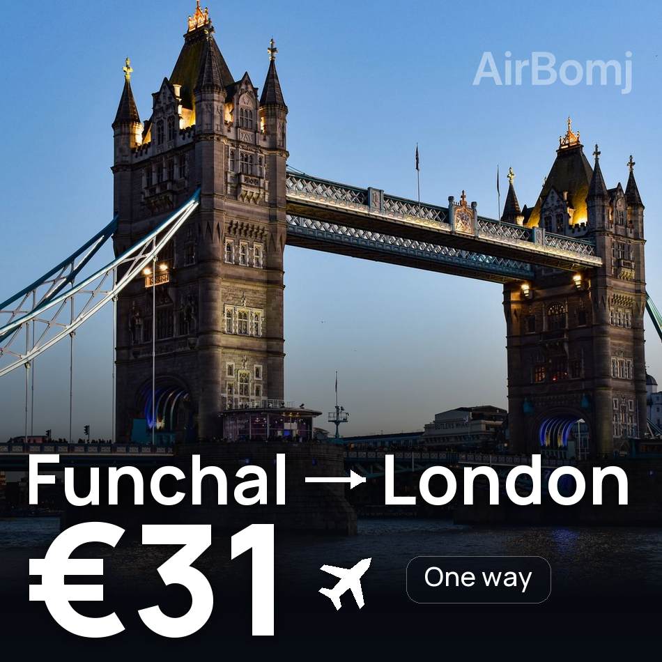 Flight ticket: Funchal to London, €31